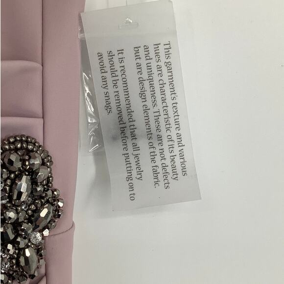 Alex Evenings Womens 10 Blush Cocktail Dress V Neck Ruched Embellished OS15-7 - Picture 10 of 10